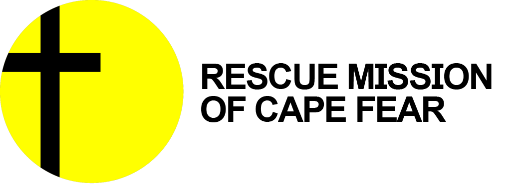 Rescue Mission of Cape Fear Logo - Yellow circle with a cross.